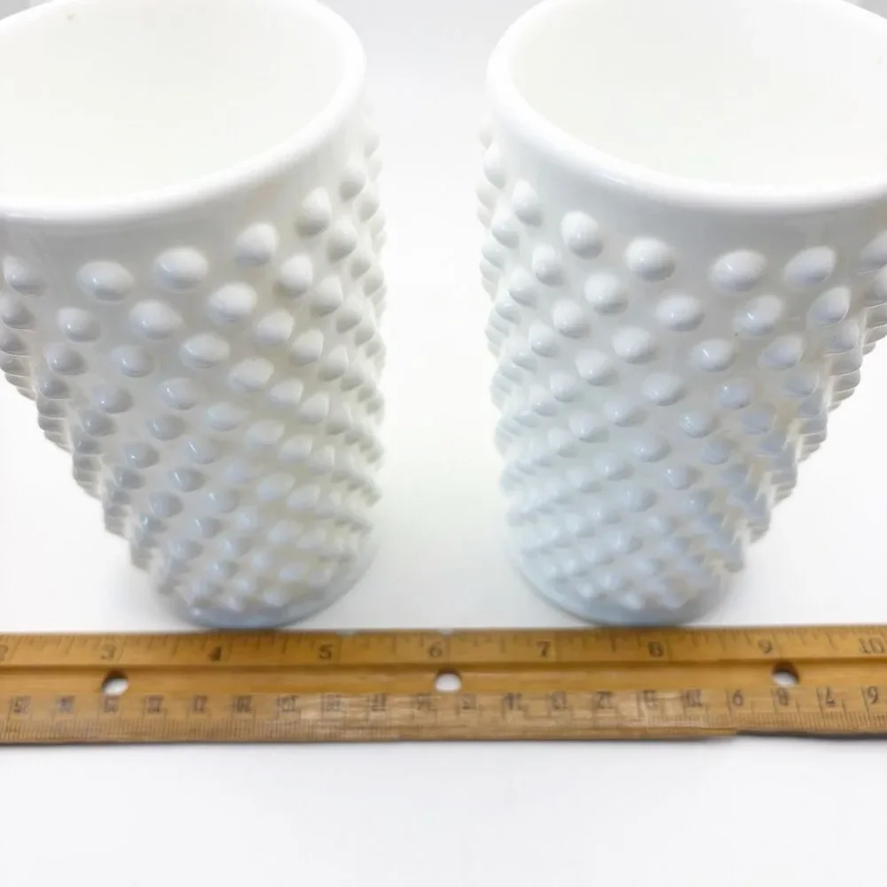 Vtg Fenton White Milk Glass Hobnail Tumbler Juice Glass Cup (2) Unmarked 4 Inch